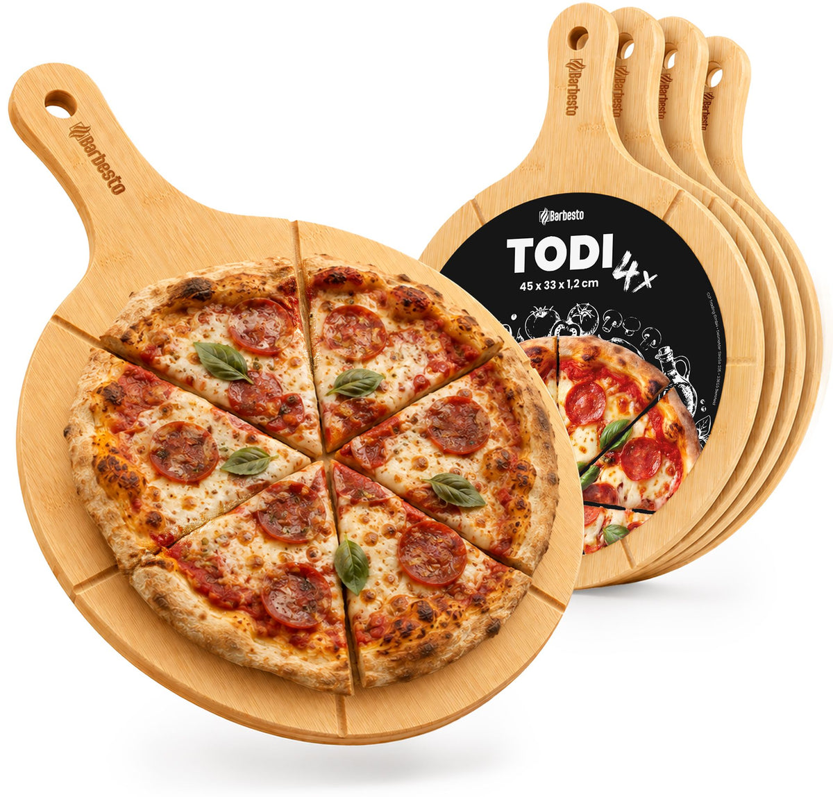 4er Set Pizzabretter Todi Bambus