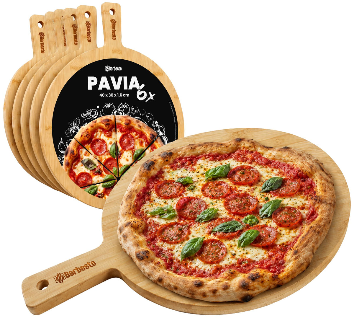 6er Set Pizzabretter Pavia Bambus