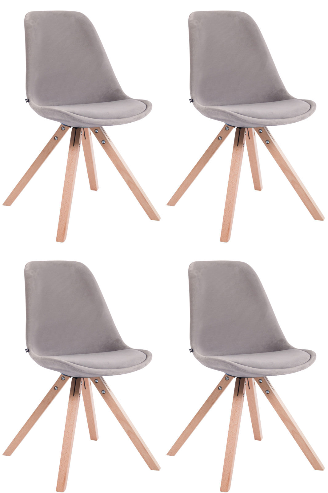 4er Set Stühle Toulouse Samt Square Secundaire afbeelding