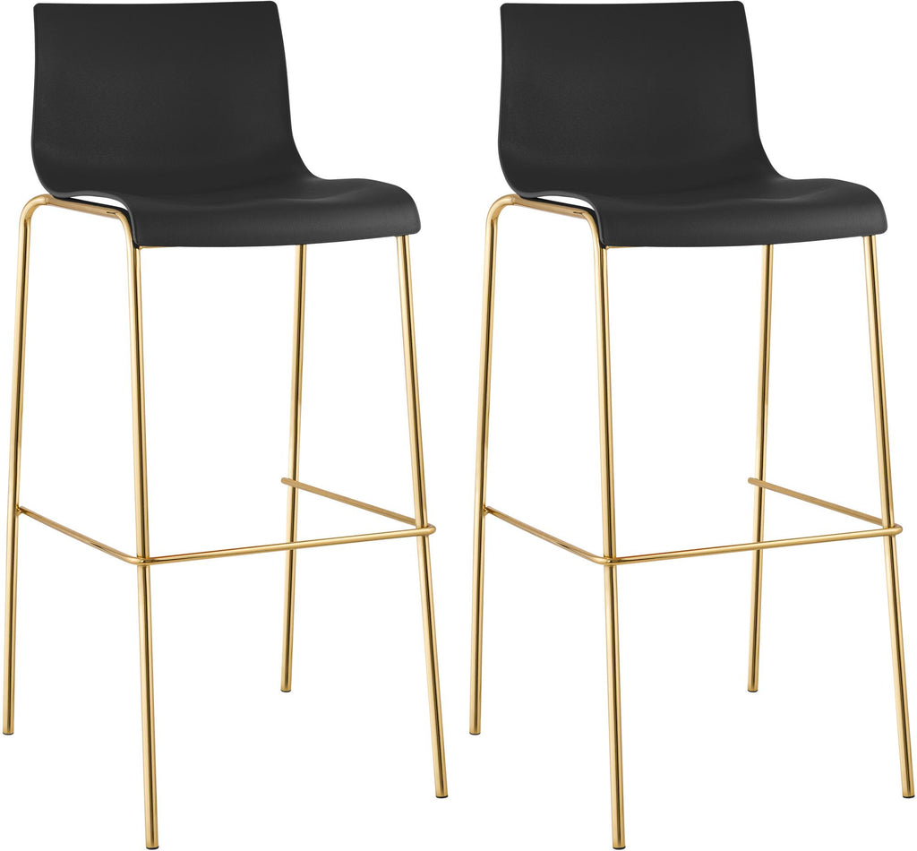 2er Set Barhocker Hover Kunststoff Vierfußgestell Gold