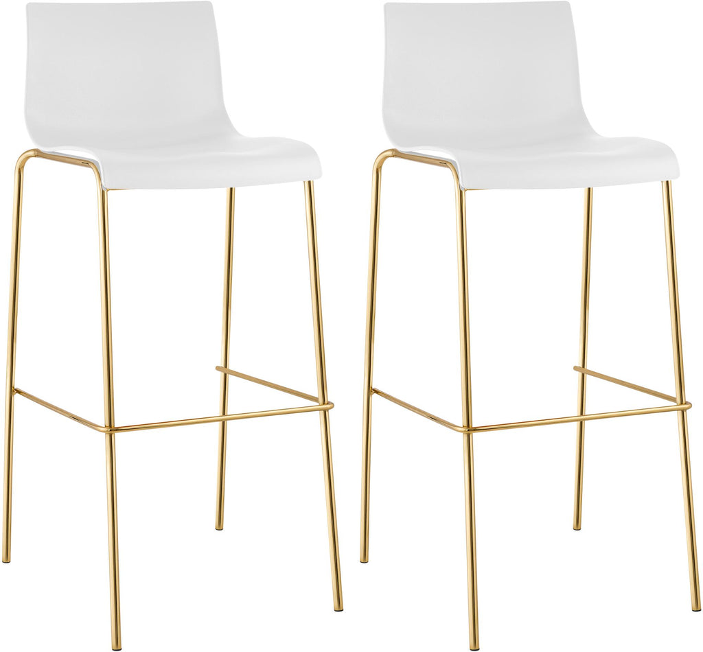 2er Set Barhocker Hover Kunststoff Vierfußgestell Gold