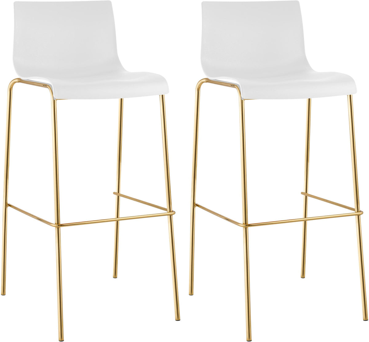 2er Set Barhocker Hover Kunststoff Vierfußgestell Gold