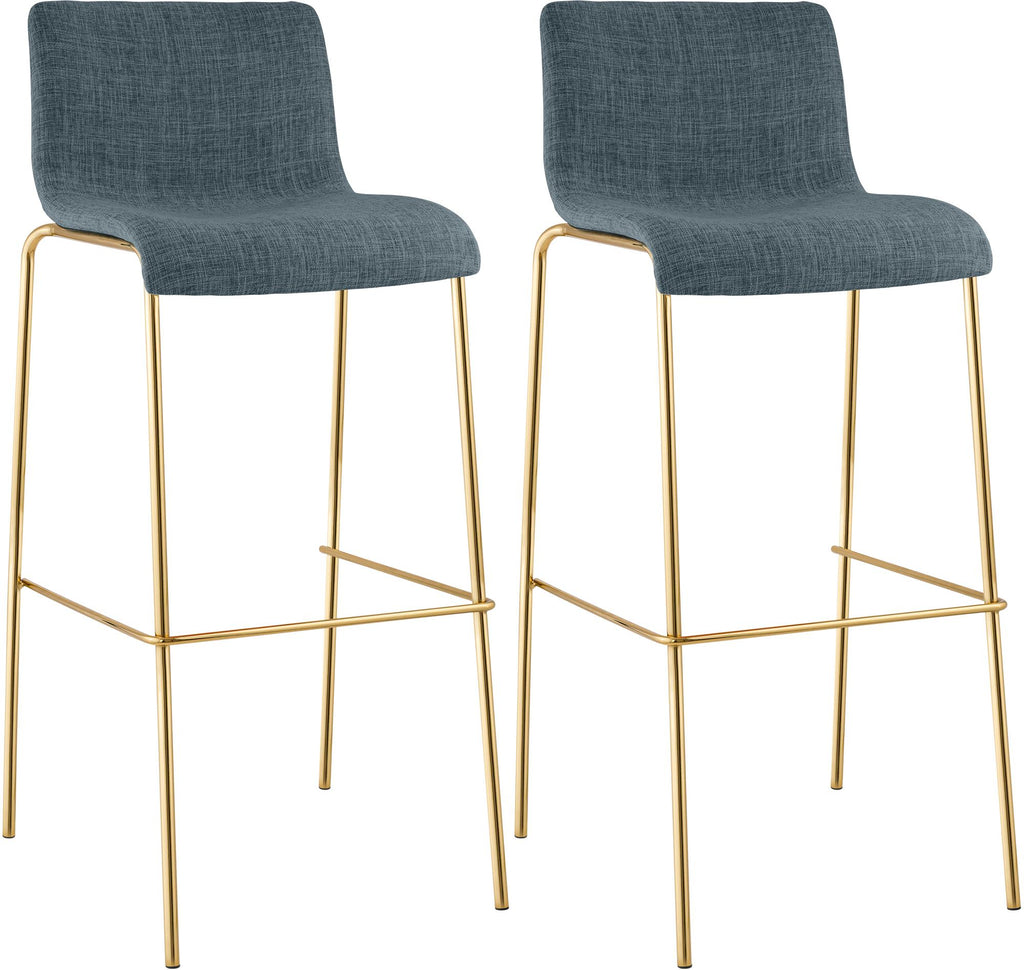 2er Set Barhocker Hover Stoff Vierfußgestell Gold