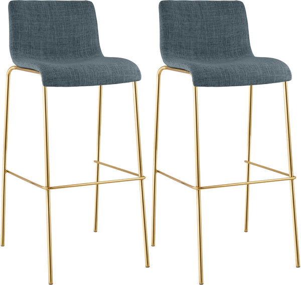 2er Set Barhocker Hover Stoff Vierfußgestell Gold