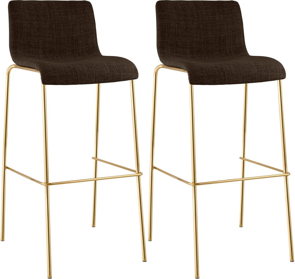 2er Set Barhocker Hover Stoff Vierfußgestell Gold