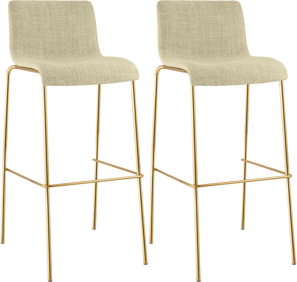 2er Set Barhocker Hover Stoff Vierfußgestell Gold