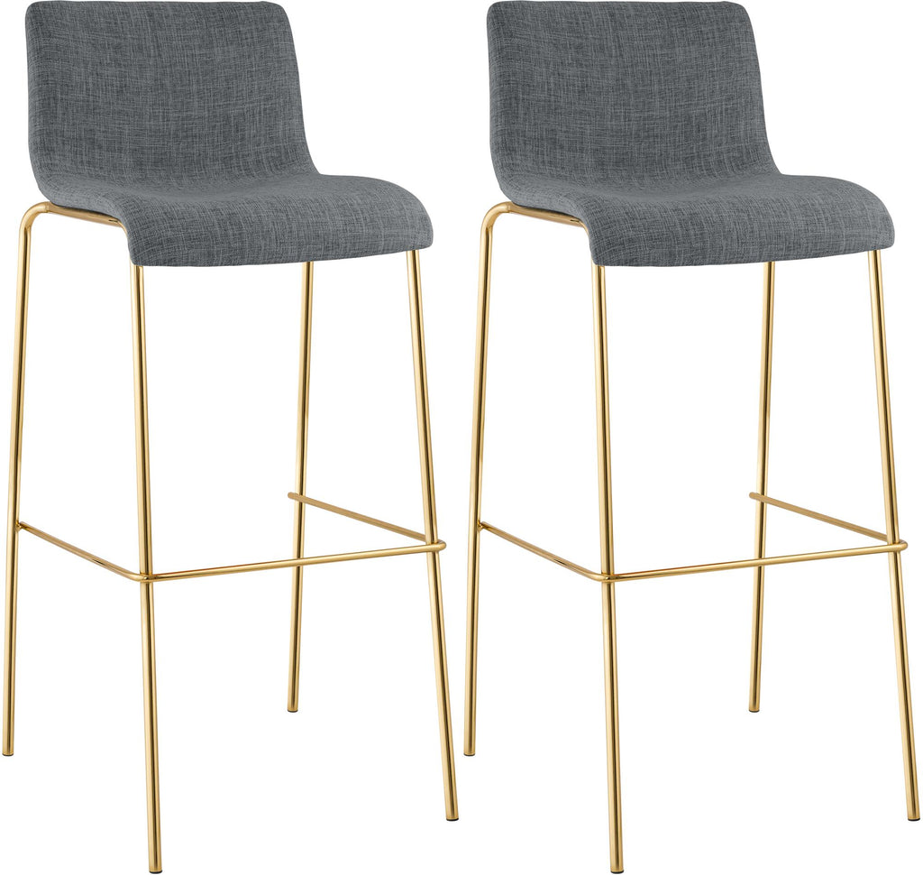 2er Set Barhocker Hover Stoff Vierfußgestell Gold