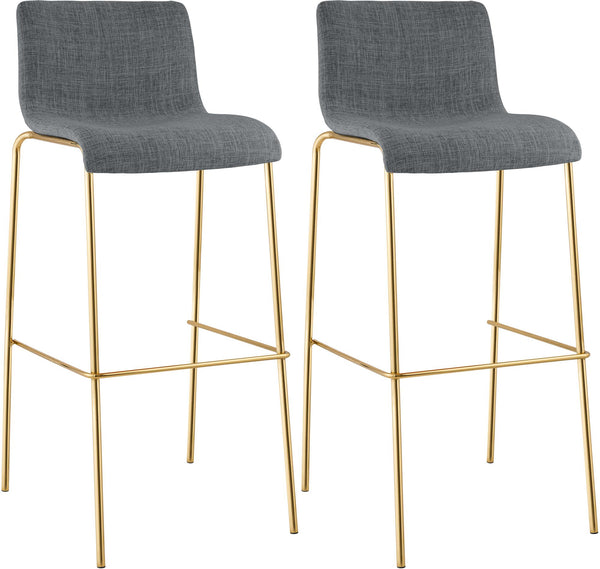 2er Set Barhocker Hover Stoff Vierfußgestell Gold