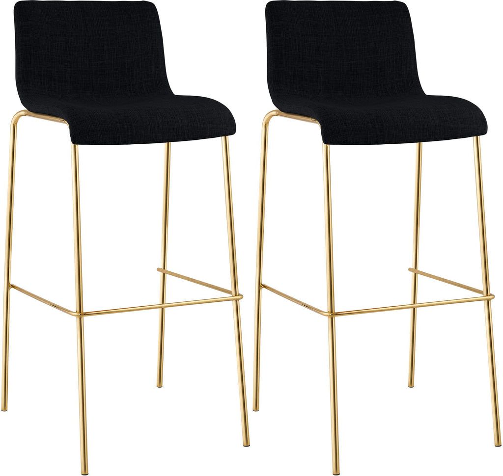 2er Set Barhocker Hover Stoff Vierfußgestell Gold