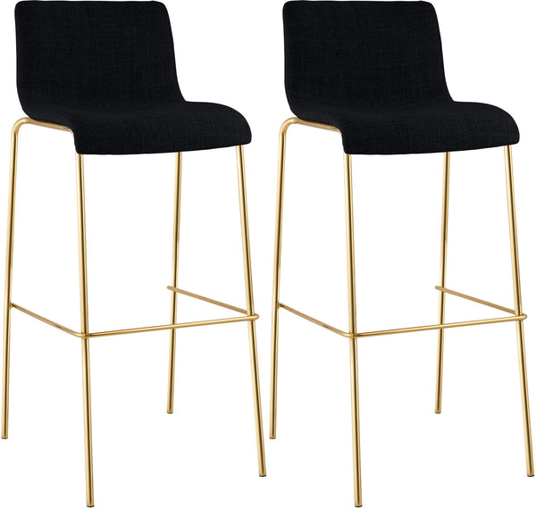 2er Set Barhocker Hover Stoff Vierfußgestell Gold